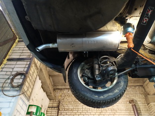 Установка задней банки глушителя